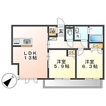 岡山県倉敷市笹沖（賃貸マンション2LDK・2階・57.98㎡） その2