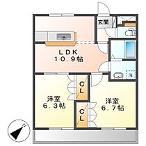 サンモール  ｜ 岡山県倉敷市福島（賃貸アパート2LDK・1階・51.66㎡） その2