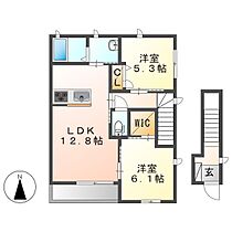 岡山県倉敷市西中新田（賃貸アパート2LDK・2階・61.63㎡） その2