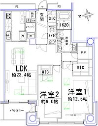 六本木ヒルズレジデンスB棟 2LDKの間取図画像