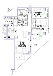 等々力グランドヒルズ 2LDKの間取図画像