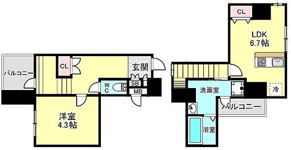 ブランドールＭ西長堀 ｜大阪府大阪市西区新町4丁目(賃貸マンション1LDK・9階・45.06㎡)の写真 その2