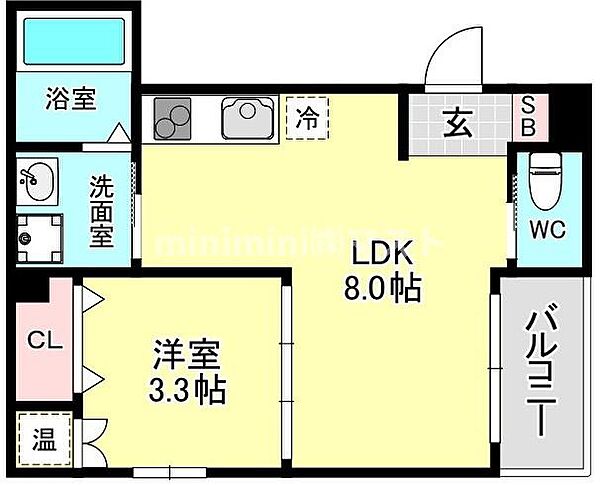 ヴェールメゾン九条南 ｜大阪府大阪市西区九条南3丁目(賃貸アパート1LDK・3階・26.96㎡)の写真 その2