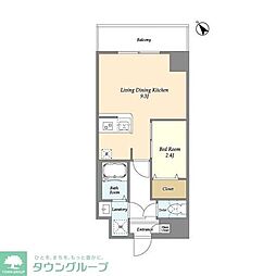 アルファコート曳舟 2階1LDKの間取り