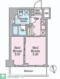 HY’ｓ桜橋MIRAIS 4階2Kの間取り