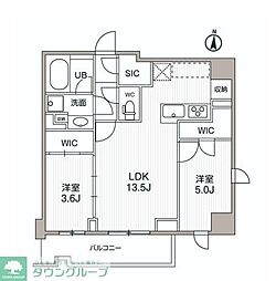 シーズンフラッツ両国サウス 4階2LDKの間取り