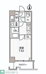 シーズンフラッツ両国サウス 4階1Kの間取り