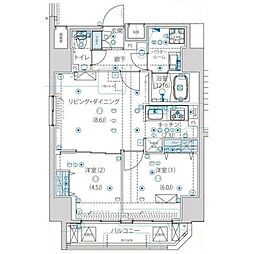 ルクレ墨田緑3 2LDKの間取図画像