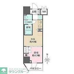 ルフォンプログレ元浅草マークス 6階1DKの間取り