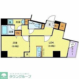 ジェノヴィア上野IIスカイガーデン 8階1LDKの間取り