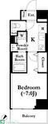 ロイジェント上野桜木 2階1Kの間取り