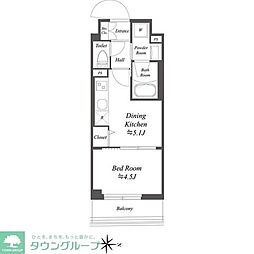 ドゥーエ亀戸II 308 3階1DKの間取り