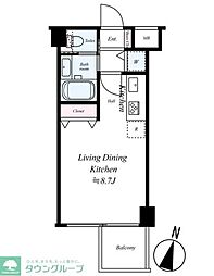 ラグジュアリーアパートメント森下 2階ワンルームの間取り