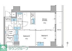 ルフォンリヴェント清澄白河 5階2DKの間取り
