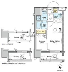 プラウドフラット亀戸ステーションプレイス 4階1DKの間取り