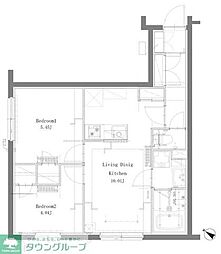 プロスタイルウェルス亀戸水神 2LDKの間取図画像
