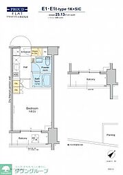 プラウドフラット墨田曳舟 1Kの間取図画像