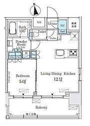 ベルヴュー浅草橋 1LDKの間取図画像