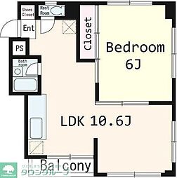 ビラ・エクセレント両国 1LDKの間取図画像