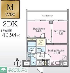 アイルプレミアム押上イースト 2DKの間取図画像