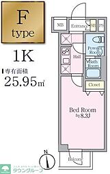 アイルプレミアム押上イースト 1Kの間取図画像
