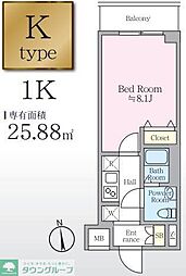 アイルプレミアム押上イースト 1Kの間取図画像