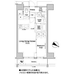 プラウドフラット両国サウス 1LDKの間取図画像