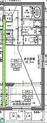 ラヴィエール住吉駅前 2Kの間取図画像