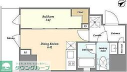 ジオエント門前仲町 1DKの間取図画像