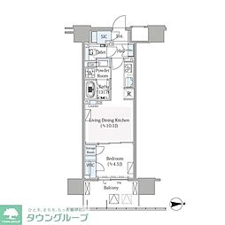 グランシテイタワー月島 1LDKの間取図画像