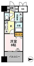 トリオマーレ蔵前 1Kの間取図画像