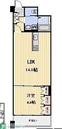 グランカーサ浅草 1LDKの間取図画像