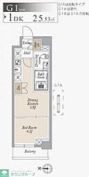 オーキッドレジデンス住吉 1DKの間取図画像