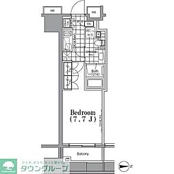 ザ・パークハビオ蔵前 1Kの間取図画像