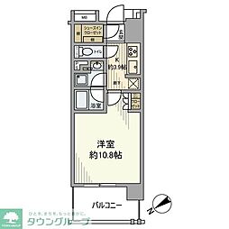 三田聖坂ガーデンレジデンス 7階1Kの間取り