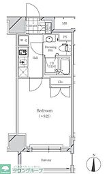 フトゥールス南麻布 10階1Kの間取り