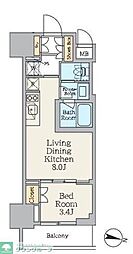クレストコート池上 12階1LDKの間取り