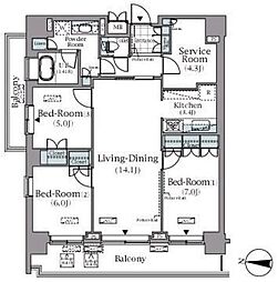 パークアクシス辰巳ステージ 8階4LDKの間取り