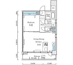 コージーコート御殿山 9階1LDKの間取り