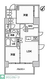 ディームス大井町 5階2LDKの間取り