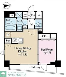 リテラス馬込 5階1LDKの間取り