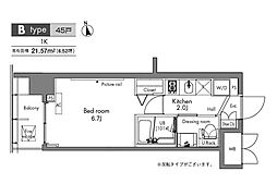 プラウドフラット隅田リバーサイド 10階1Kの間取り