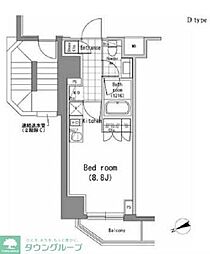 パークハビオ新橋 3階ワンルームの間取り