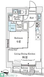 ブリューム西麻布 6階1LDKの間取り