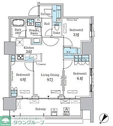 HARUMIFLAGPARKVILLAGEA棟 3LDKの間取図画像