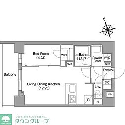 コンフォリア・リヴ八丁堀 1LDKの間取図画像