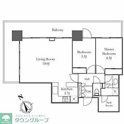 リエトコートアルクスタワー 2LDKの間取図画像