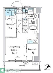 パークアクシス品川南大井パークフロント 2LDKの間取図画像