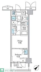 パークアクシス品川南大井パークフロント 1DKの間取図画像