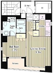 コートラクリア日本橋 1LDKの間取図画像